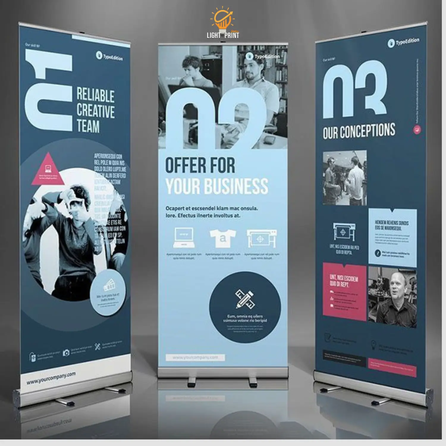 Light Print London - Roll up banner with stand 01